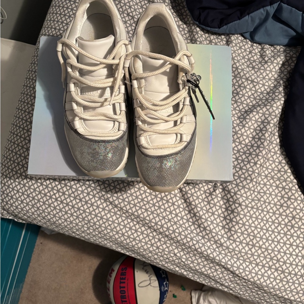 Jordan Men's White and Silver Athletic Sneakers